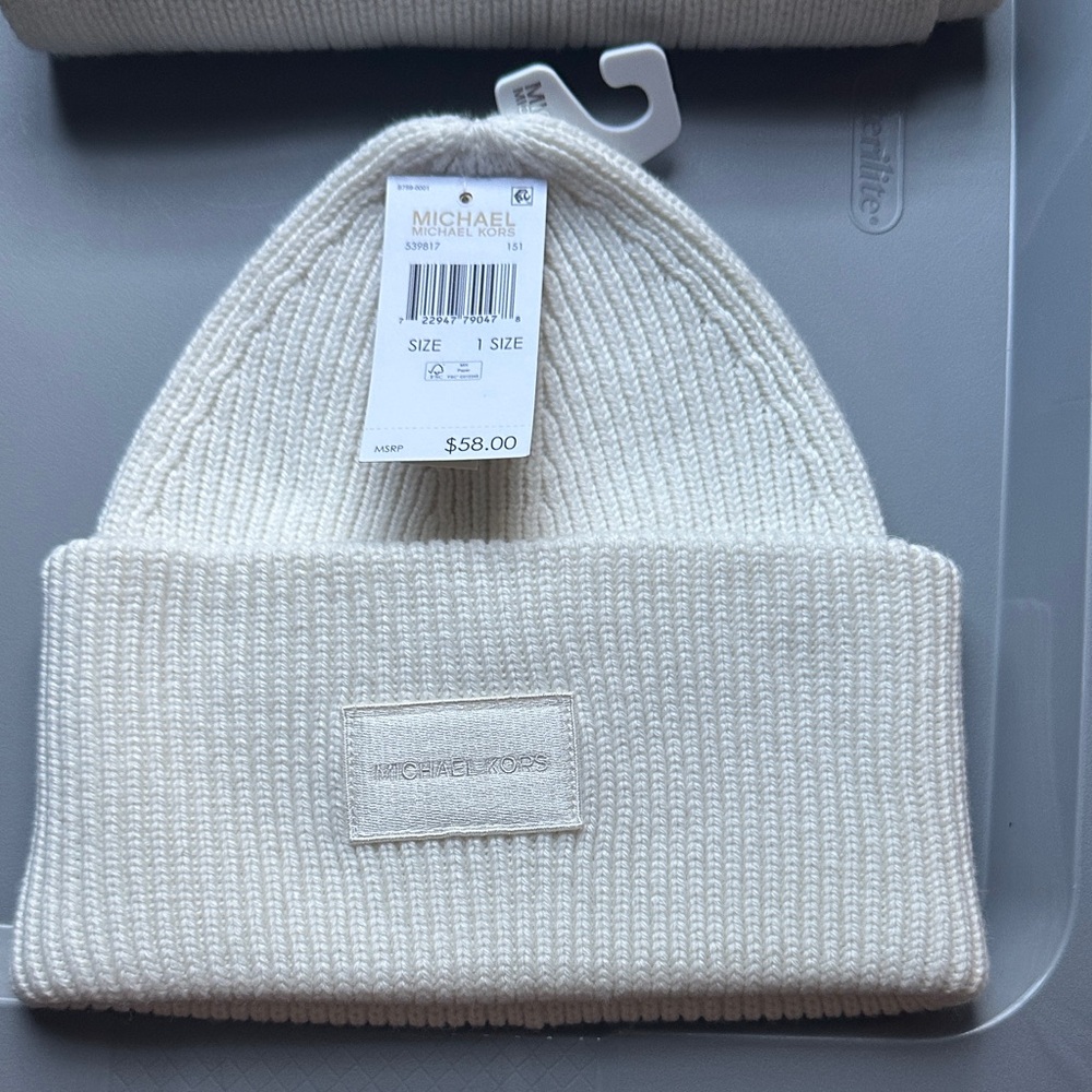 Michael Kors White Knit Beanie